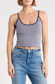 Good American The Keepsake Gingham Tank