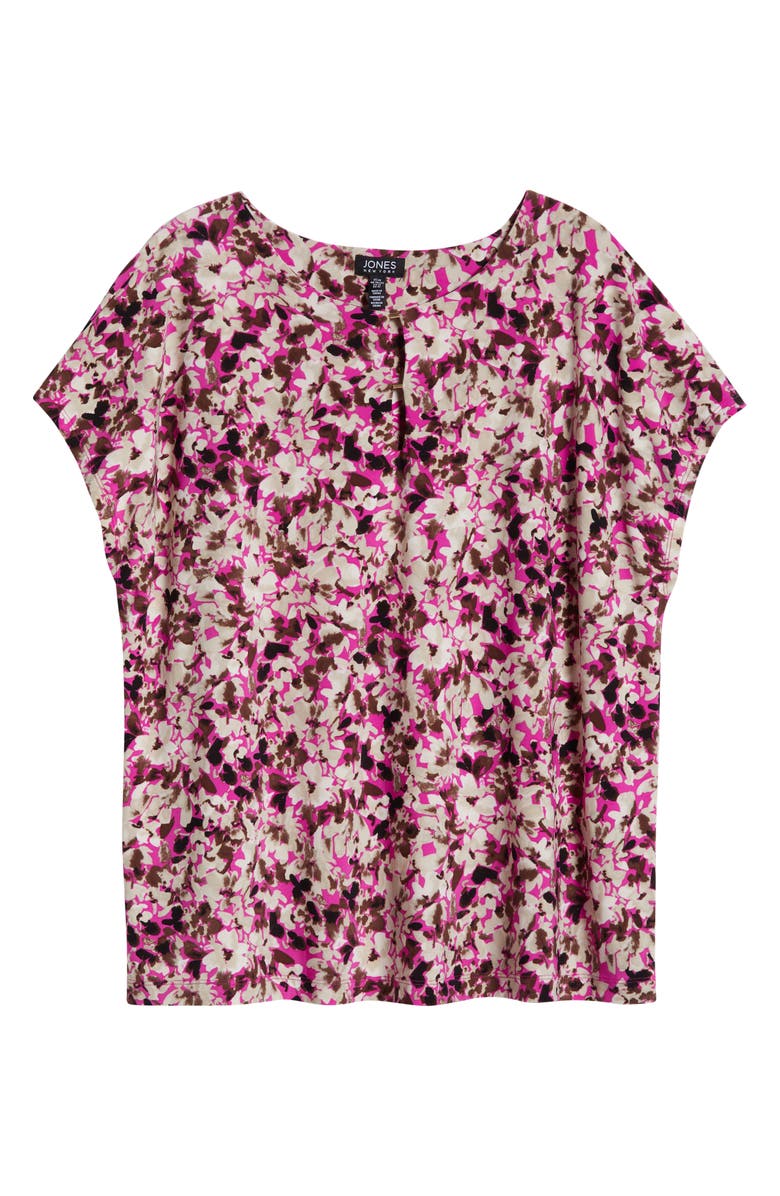 Jones New York Floral Print Keyhole Crepe Knit Top, Alternate, color, 