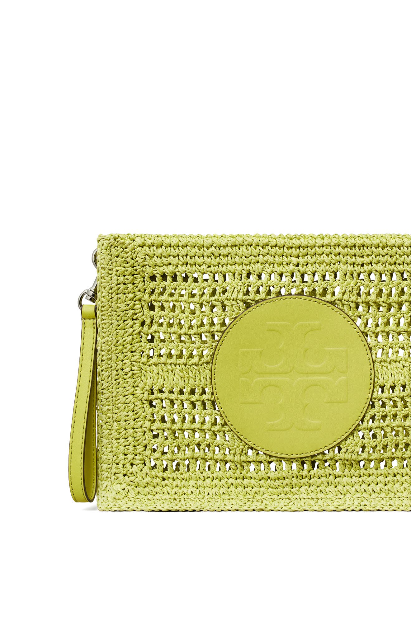 Tory Burch Ella Hand Crochet Wristlet, Alternate, color, Citrus Green