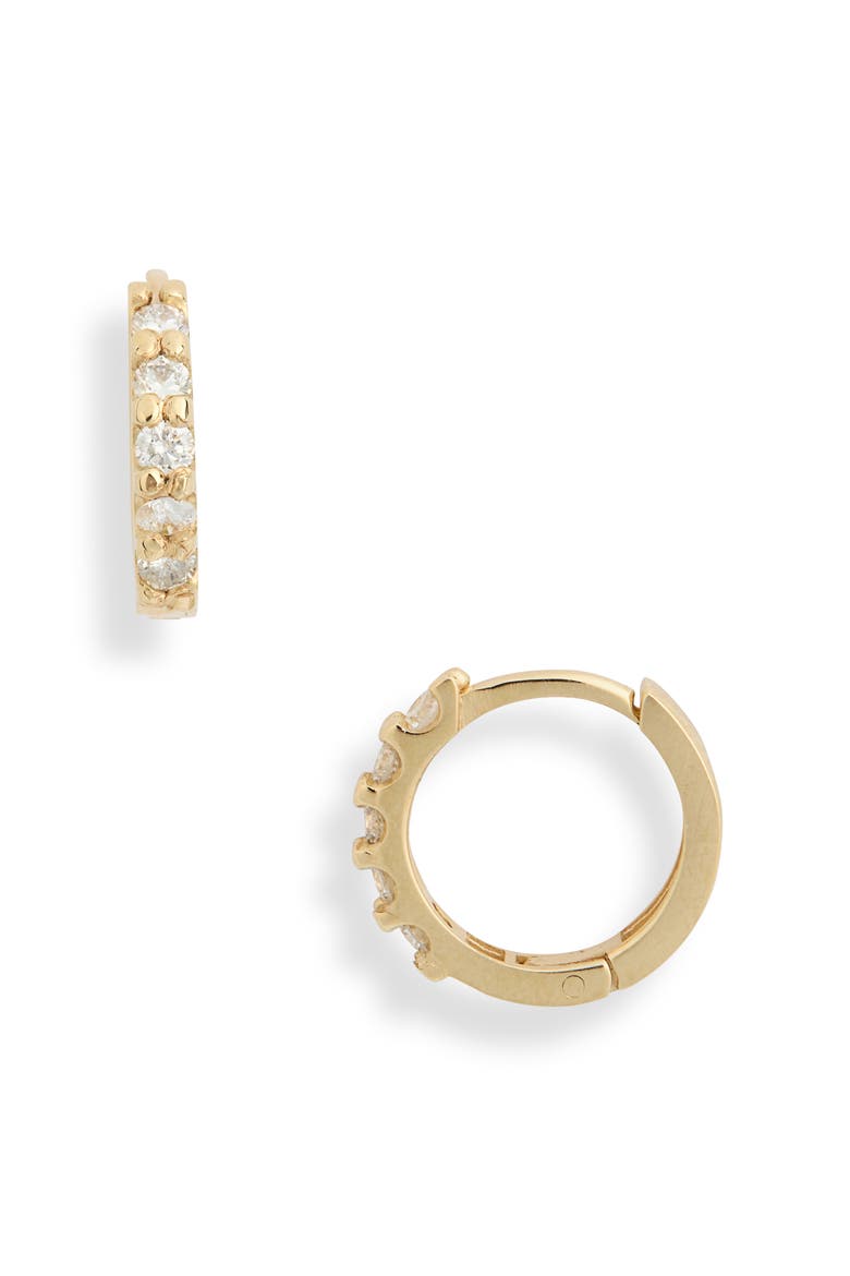 Mini Classique Diamond Pavé Huggie Hoop Earrings, Main, color, 0.3 CTW YELLOW GOLD/ DIAMOND