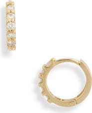 Anzie Mini Classique Diamond Pavé Huggie Hoop Earrings