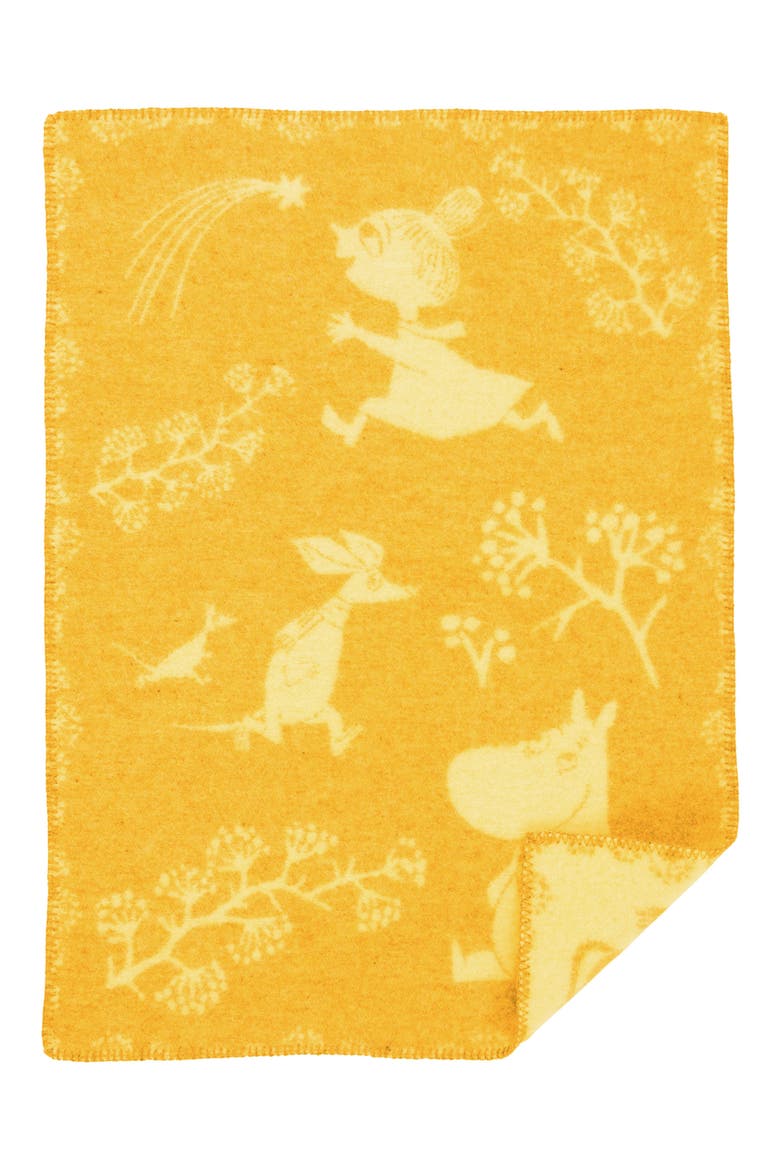 Kids' Moomin Winterland Brushed Wool Blanket, Main, color, WINTER SUN