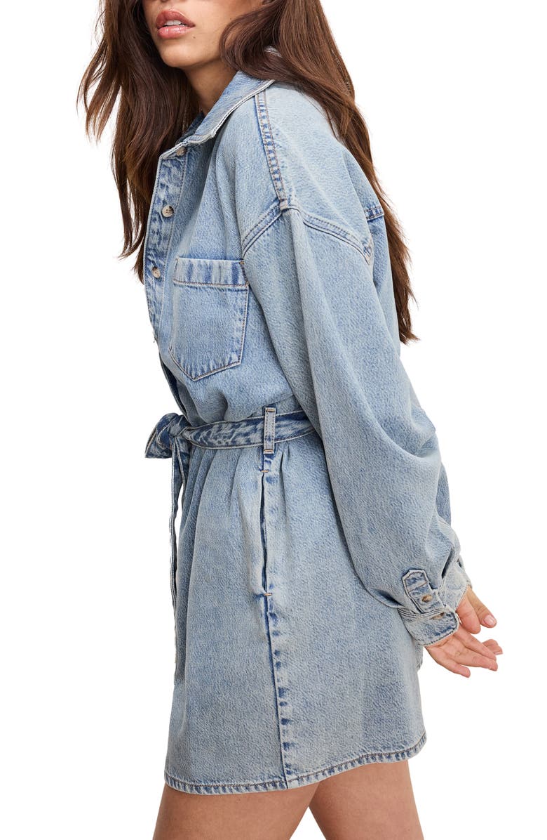 Good American Weightless Denim Romper, Alternate, color, Indigo793