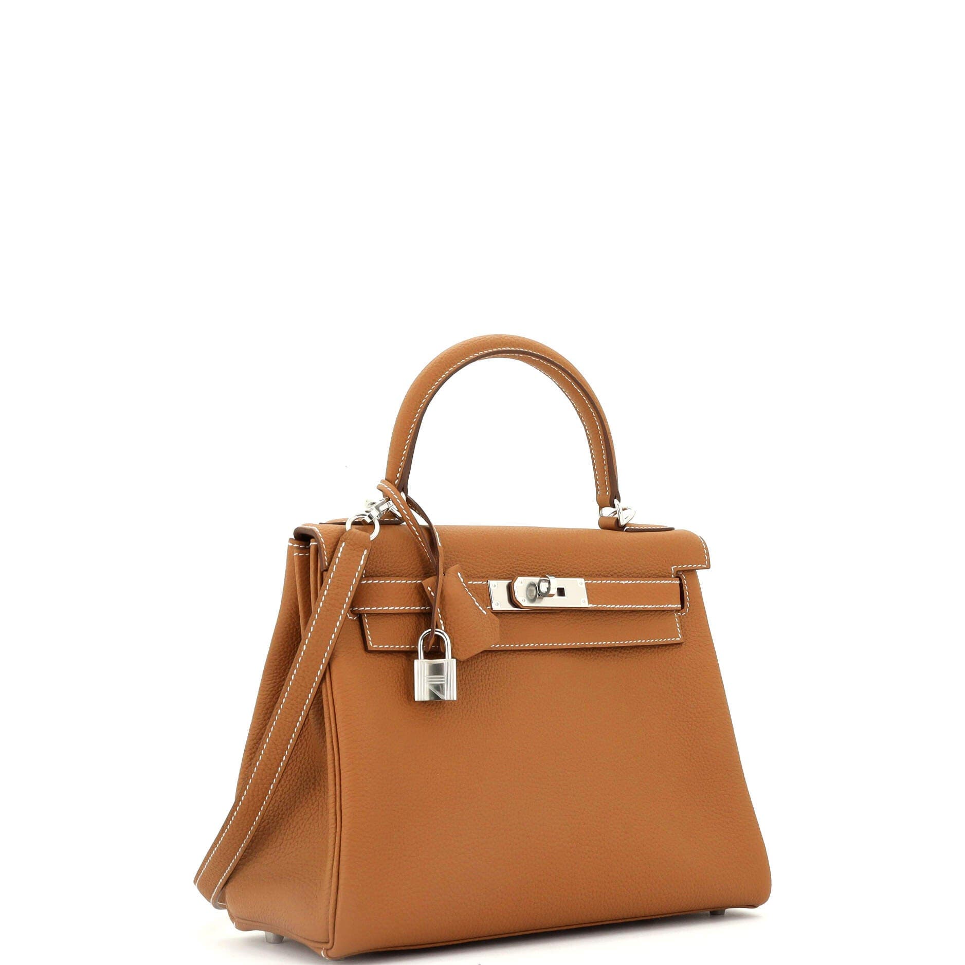 Pre-Owned Hermes Kelly Handbag Brown Togo with Palladium Hardware 28, Alternate, color, 