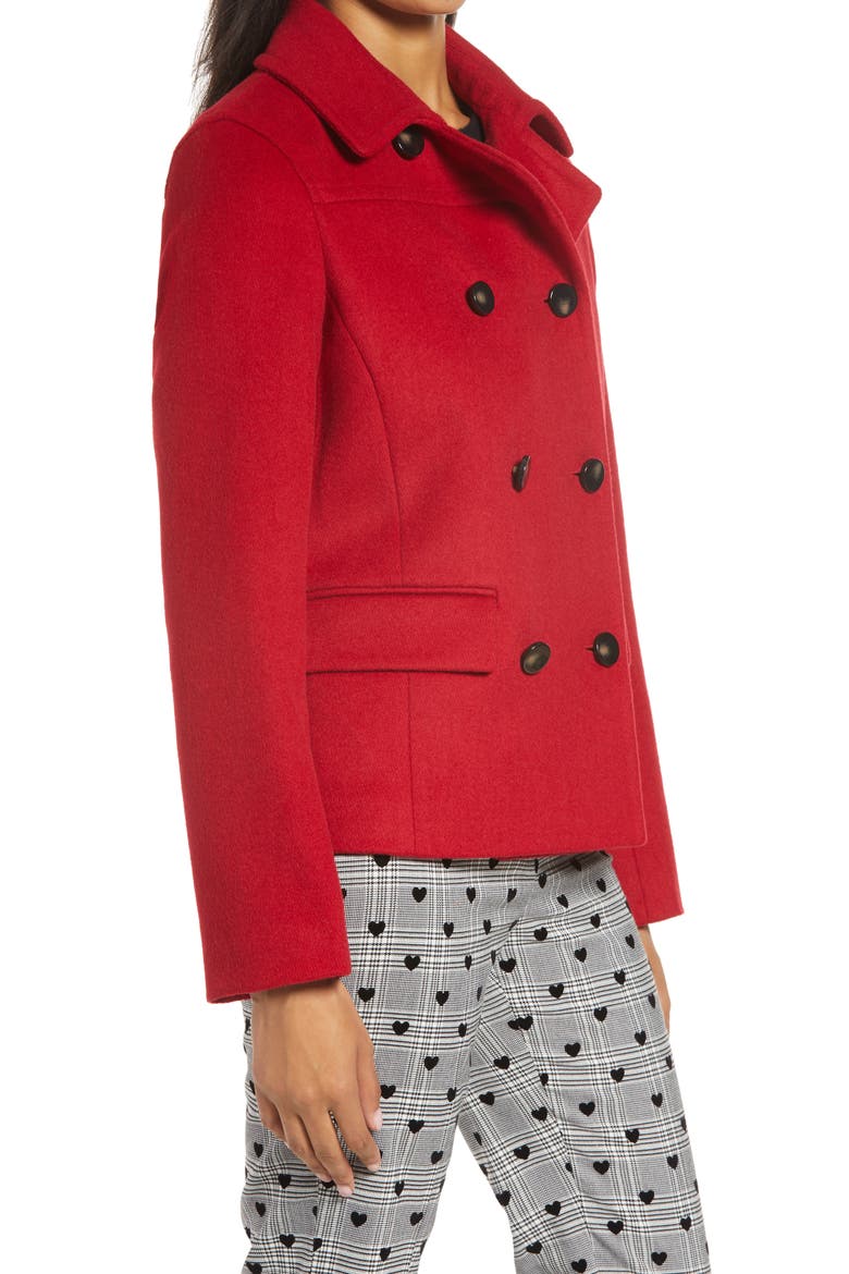 x Atlantic-Pacific Short Double Breasted Coat, Alternate, color, RED BLAZE