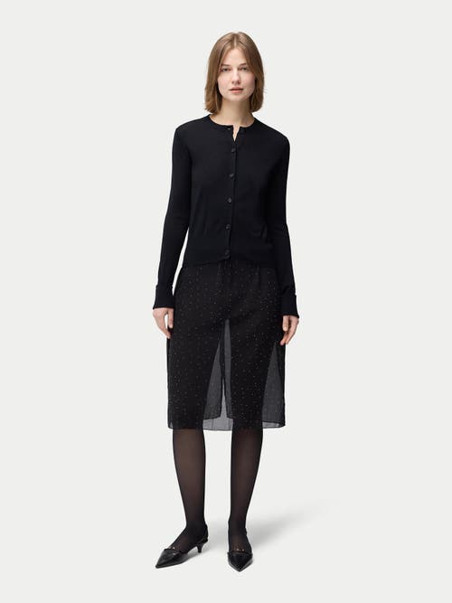 Gobi Mongolian Cashmere Cashmere Silk Buttoned Cardigan In Black