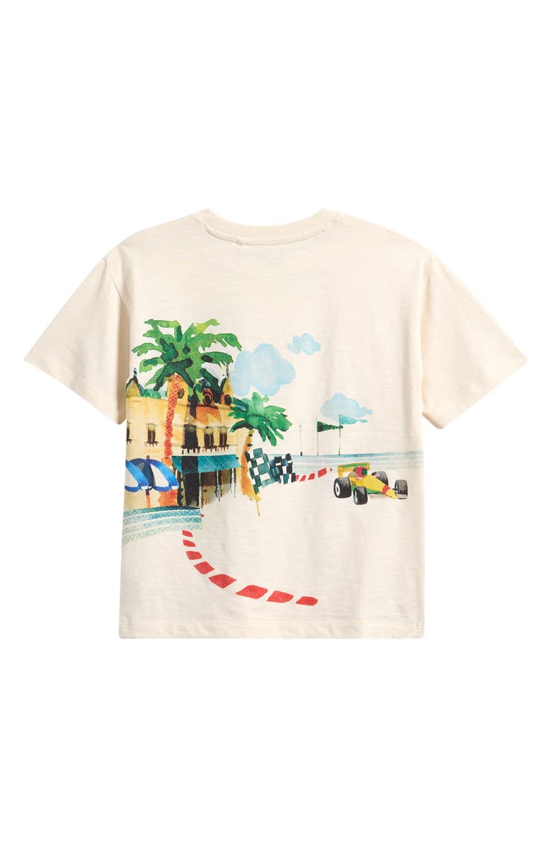 NEXT Kids' Oversize Artistic Racing Car Cotton Graphic T-Shirt, Alternate, color, Cream
