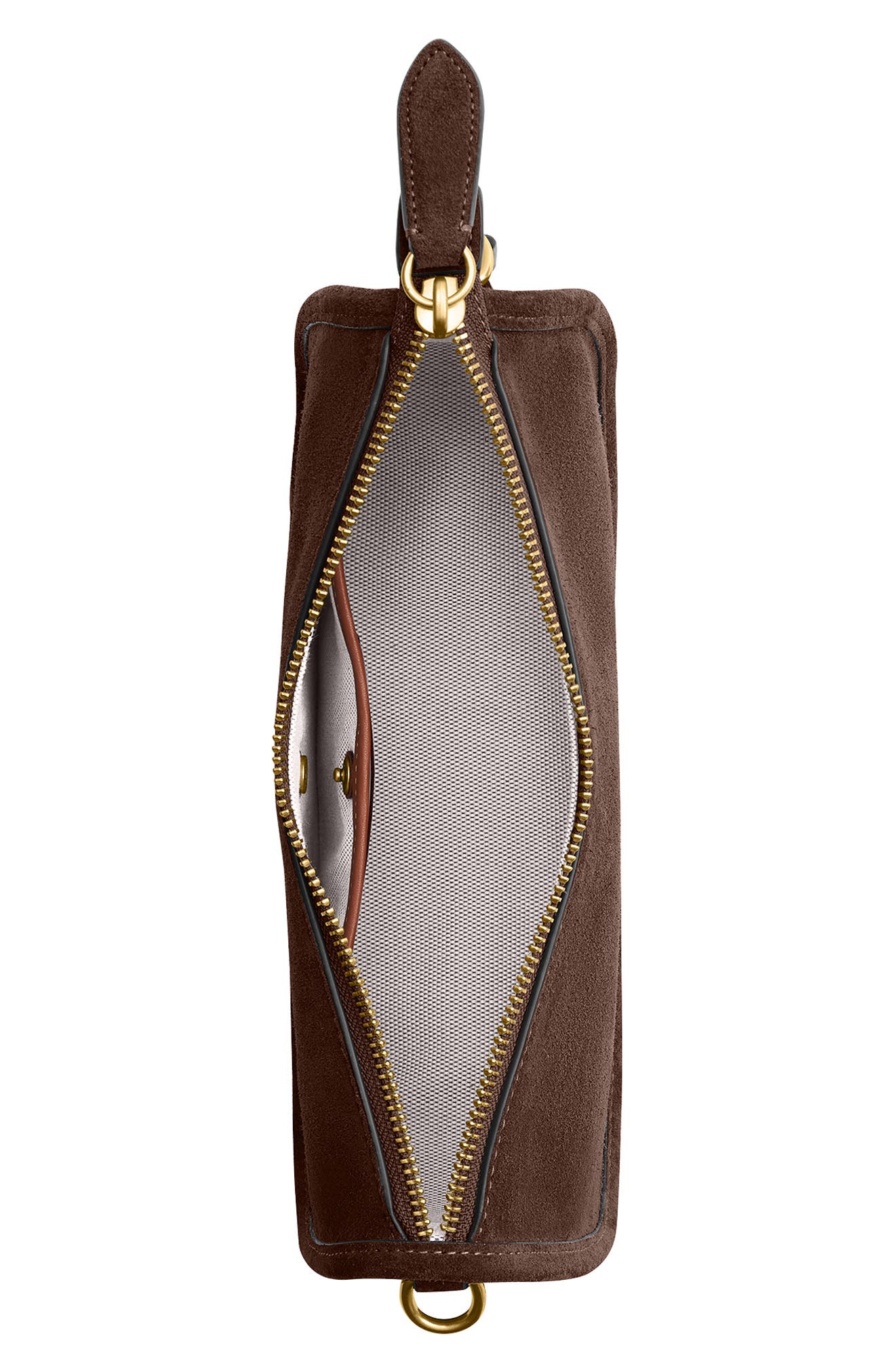 Waverly Suede Shoulder Bag, Alternate, color, DARK CHOCOLATE