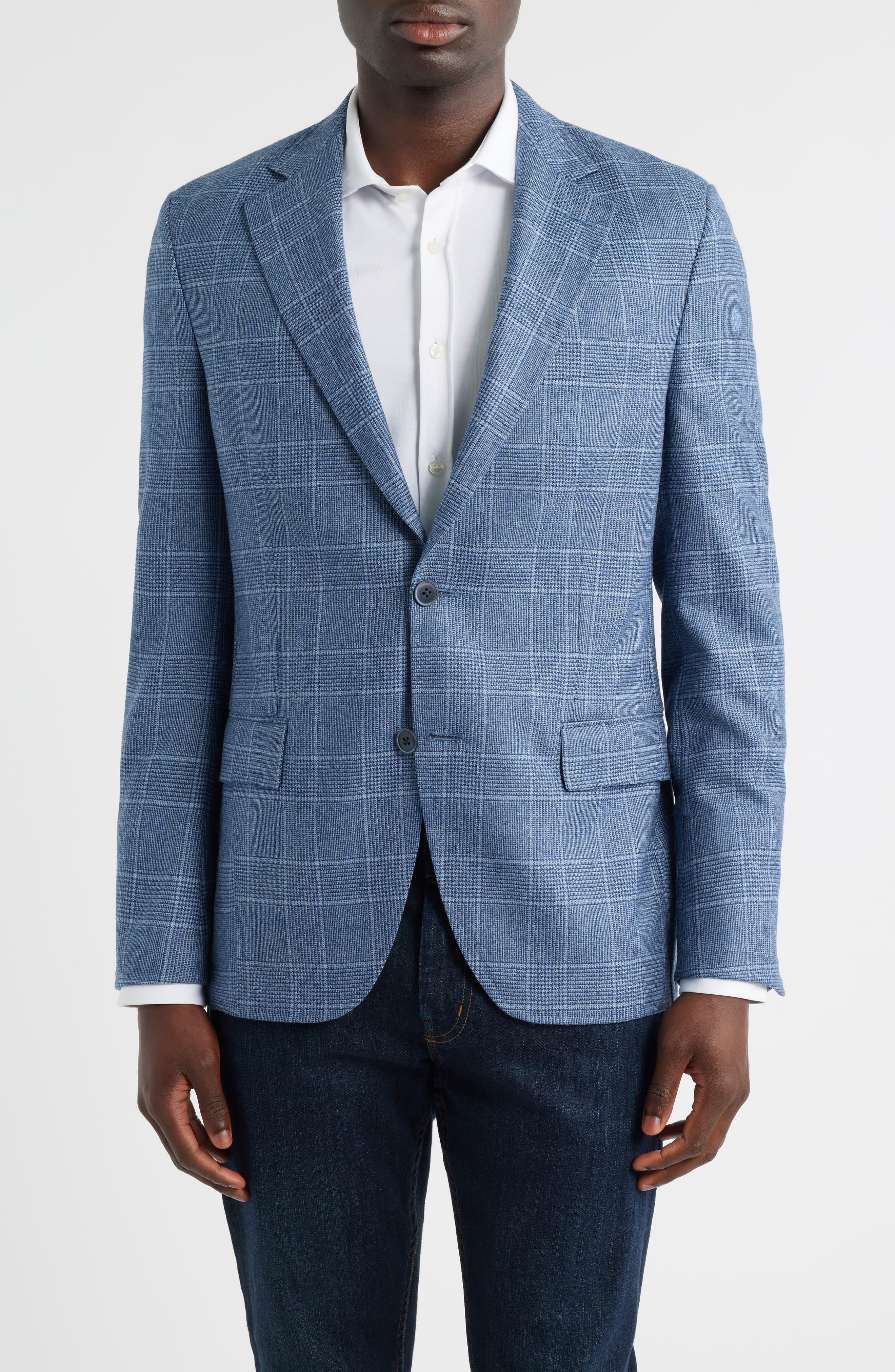 Hyperlight Soft Blue Glen Check Wool Sport Coat