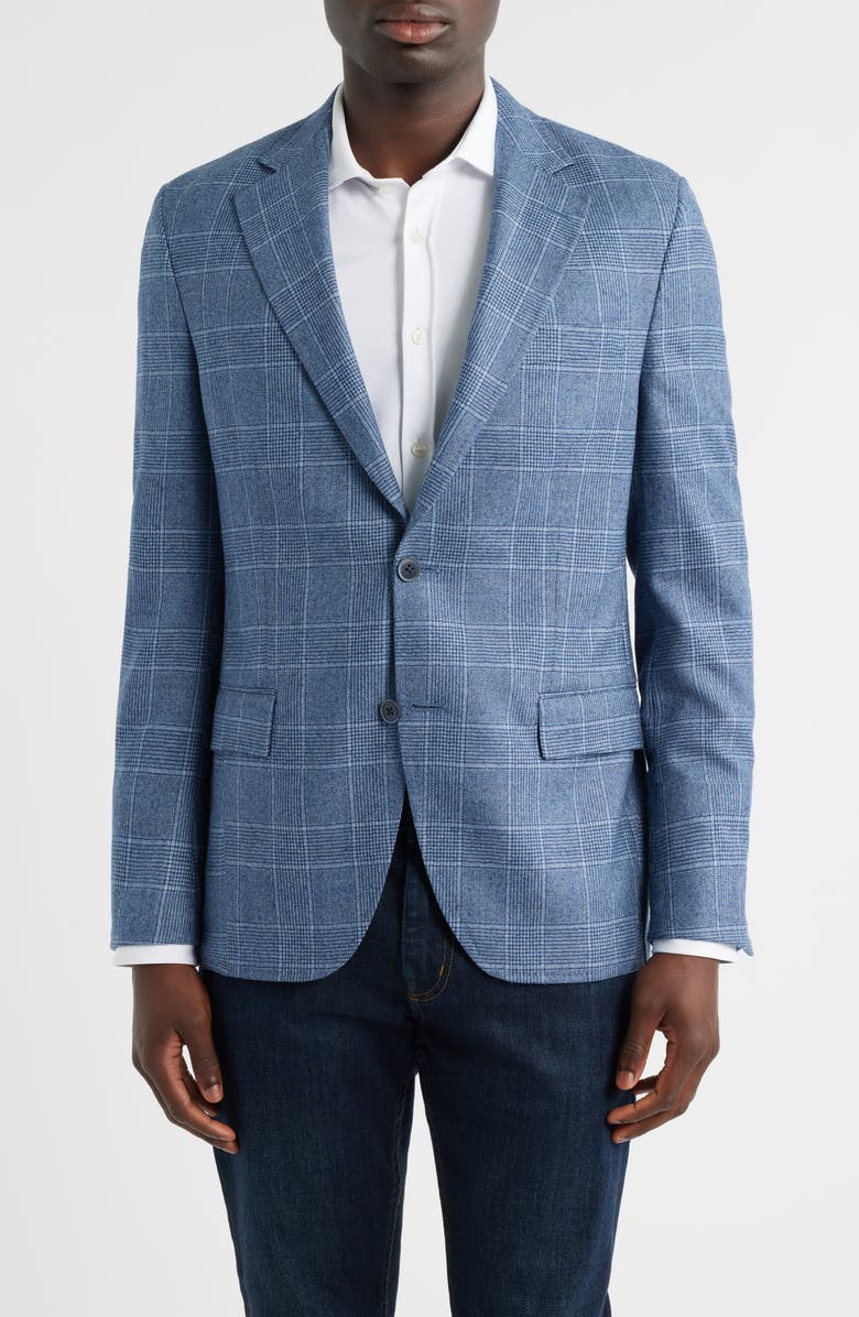 Peter Millar Hyperlight Soft Blue Glen Check Wool Sport Coat, Main, color, Light Blue