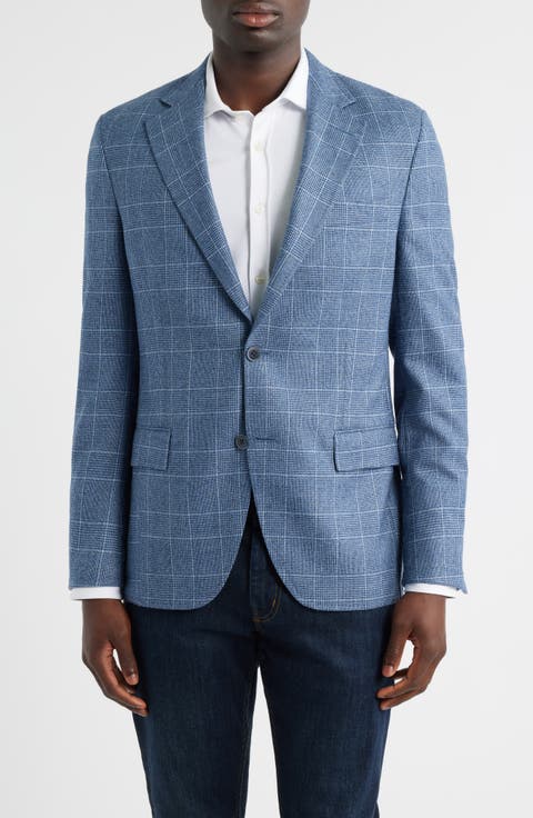 Hyperlight Soft Blue Glen Check Wool Sport Coat (Regular & Big)