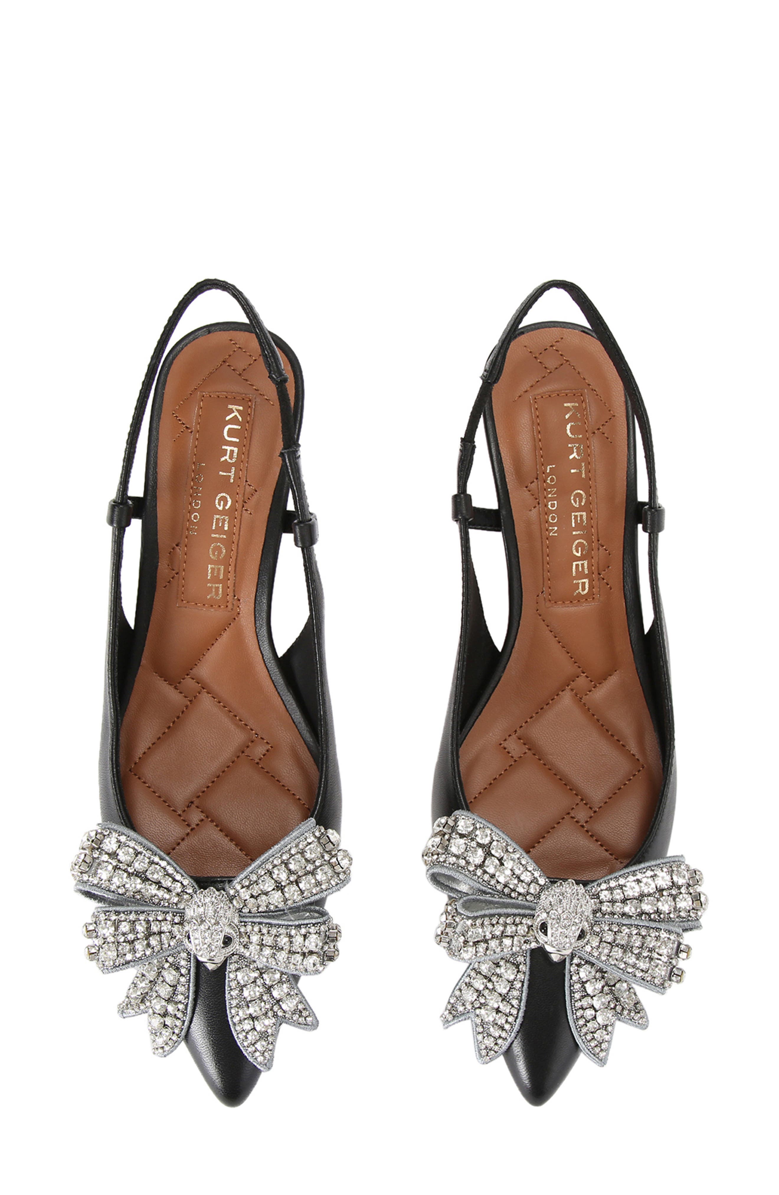 Kurt Geiger London Belgravia Bow Slingback Pointed Toe Pump, Alternate, color, Black