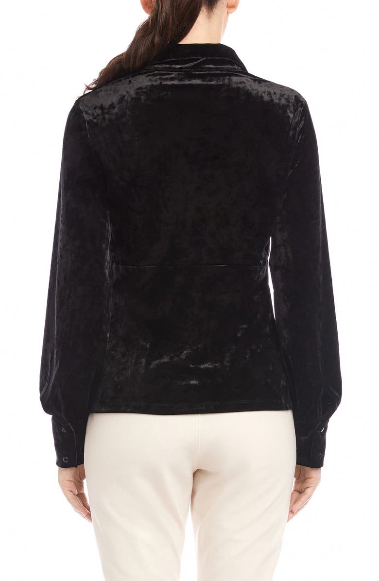 FIFTEEN TWENTY Bianca Slim Fit Shirred Vevet Button-Up Shirt, Alternate, color, Black