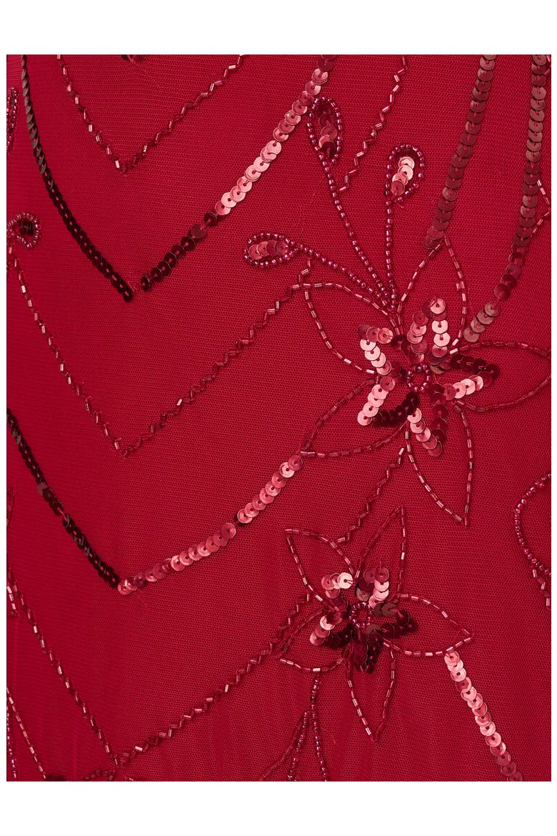 Embellished Mesh Cocktail Dress, Alternate, color, CRANBERRY