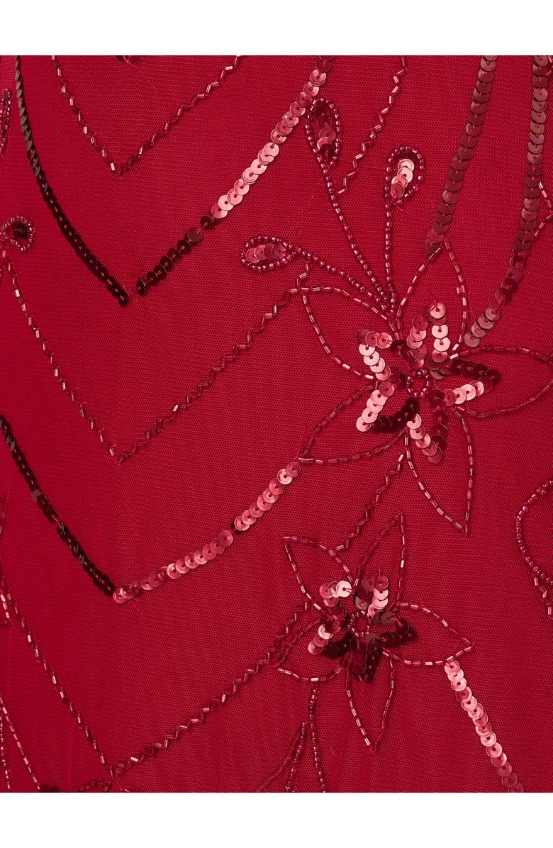 Adrianna Papell Embellished Mesh Cocktail Dress, Alternate, color, Cranberry