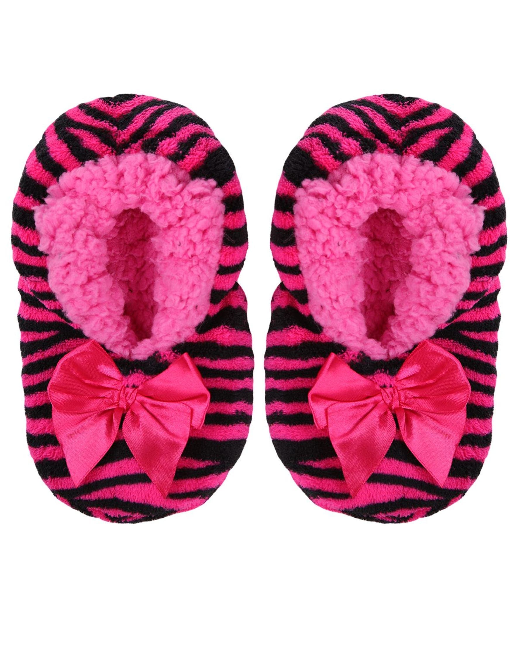 Kids' Party Animal Zebra Stripe Slippers, Alternate, color, Fuchsia