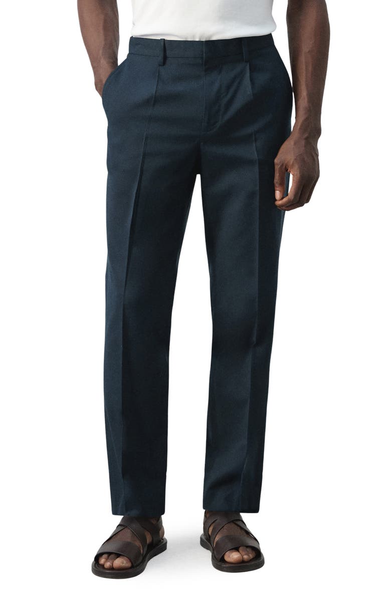 MANGO Slim Fit Pants, Main, color, Navy