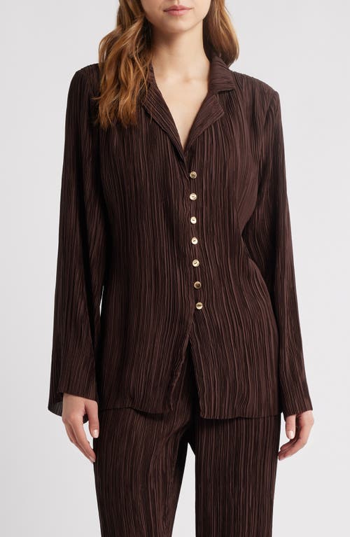 Cult Gaia Textured-finish Blouse In Brown