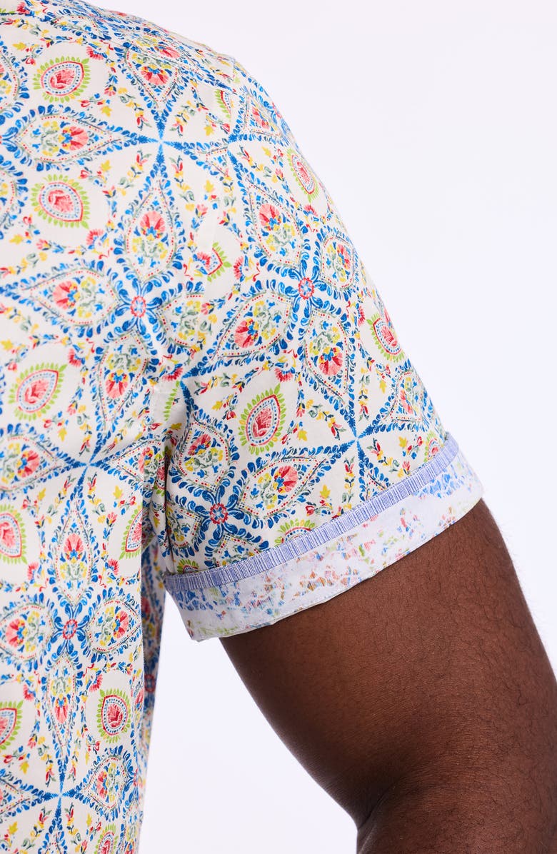 Robert Graham Holmes Short Sleeve Cotton Dress Shirt, Alternate, color, Blue