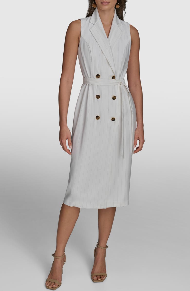 Donna Karan New York Double Breasted Sleeveless Dress, Main, color, Cream/ Limestone