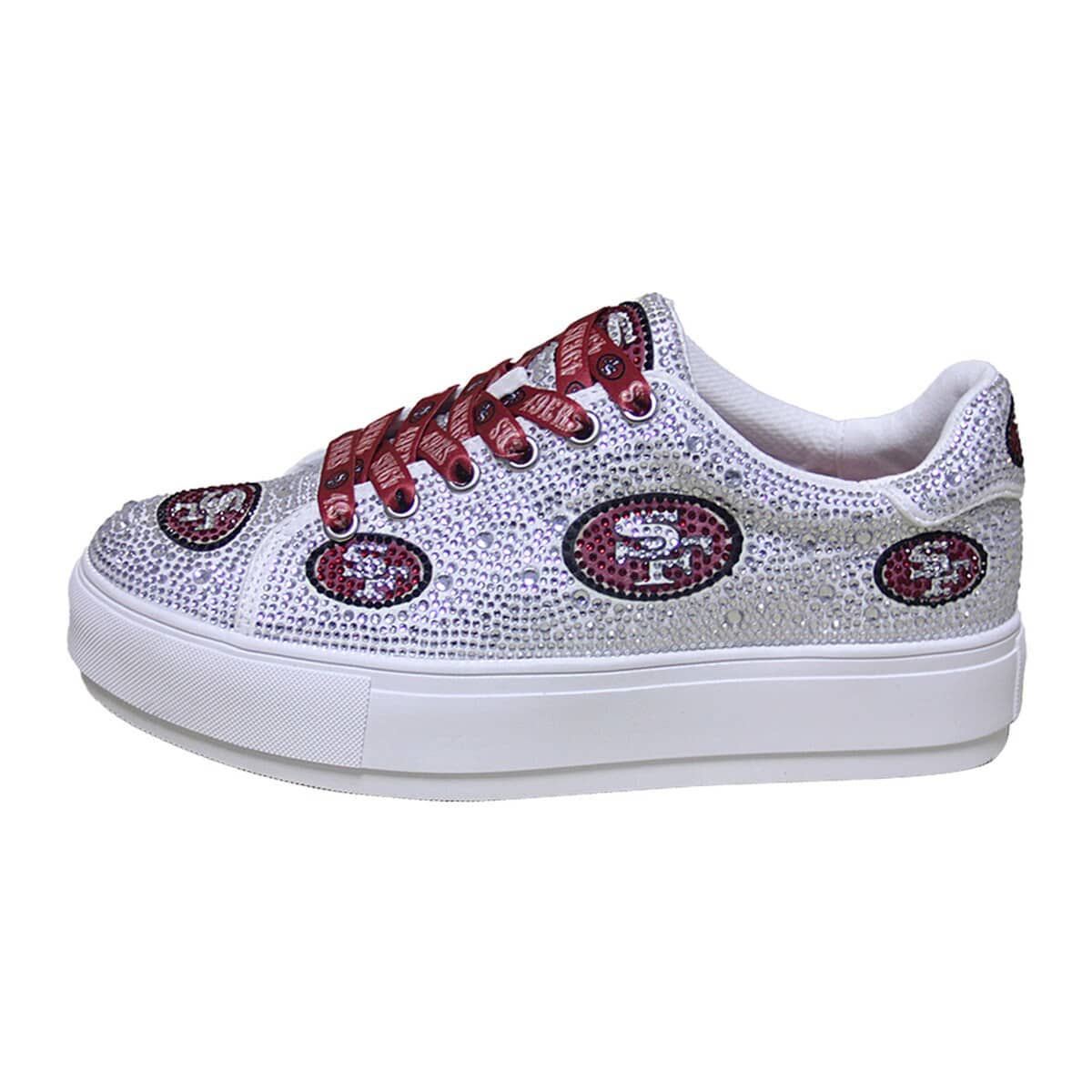 CUCE Women's Cuce White San Francisco 49ers Crystal Team Logo Sneakers, Alternate, color, 