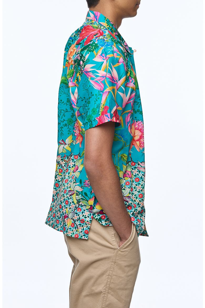 Printed Camp Shirt, Alternate, color, AQUA