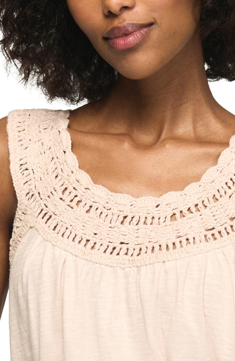 Lucky Brand Crochet Trim Swing Tank, Alternate, color, Silver Peony