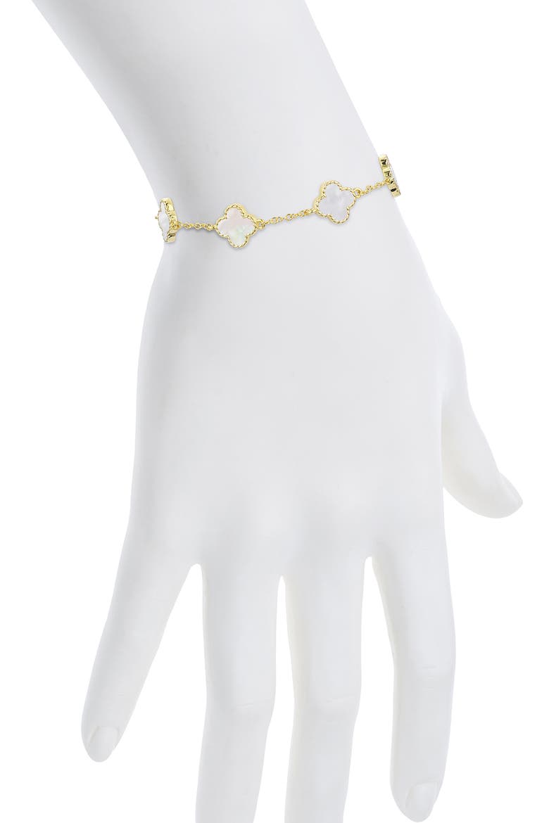 Kids' Mother-of-Pearl Clover Bracelet, Alternate, color, GOLD