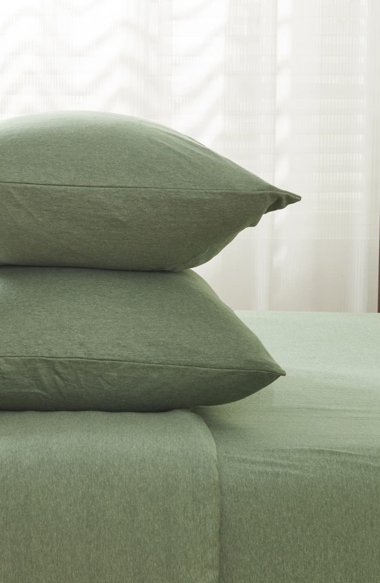 Woven & Weft Jersey Knit Sheet Set, Alternate, color, Heathered Olive