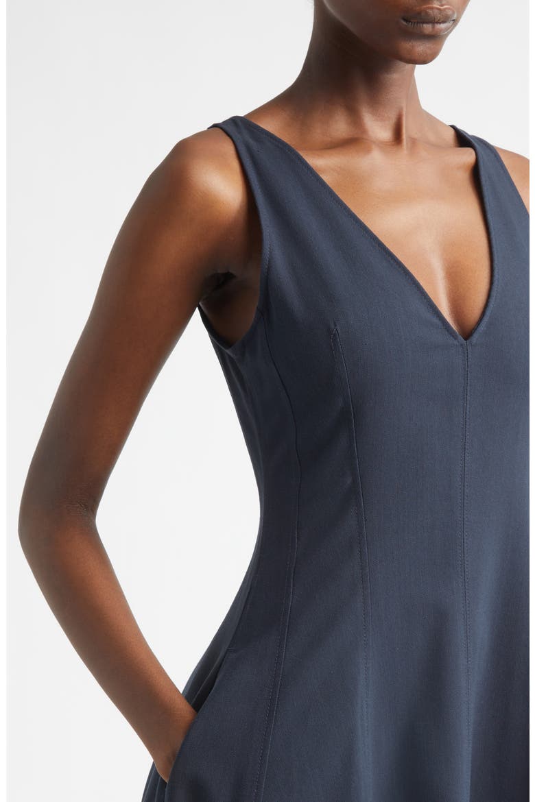 Clara Deep V-Neck Cotton Blend Dress, Alternate, color, NIGHT BLUE