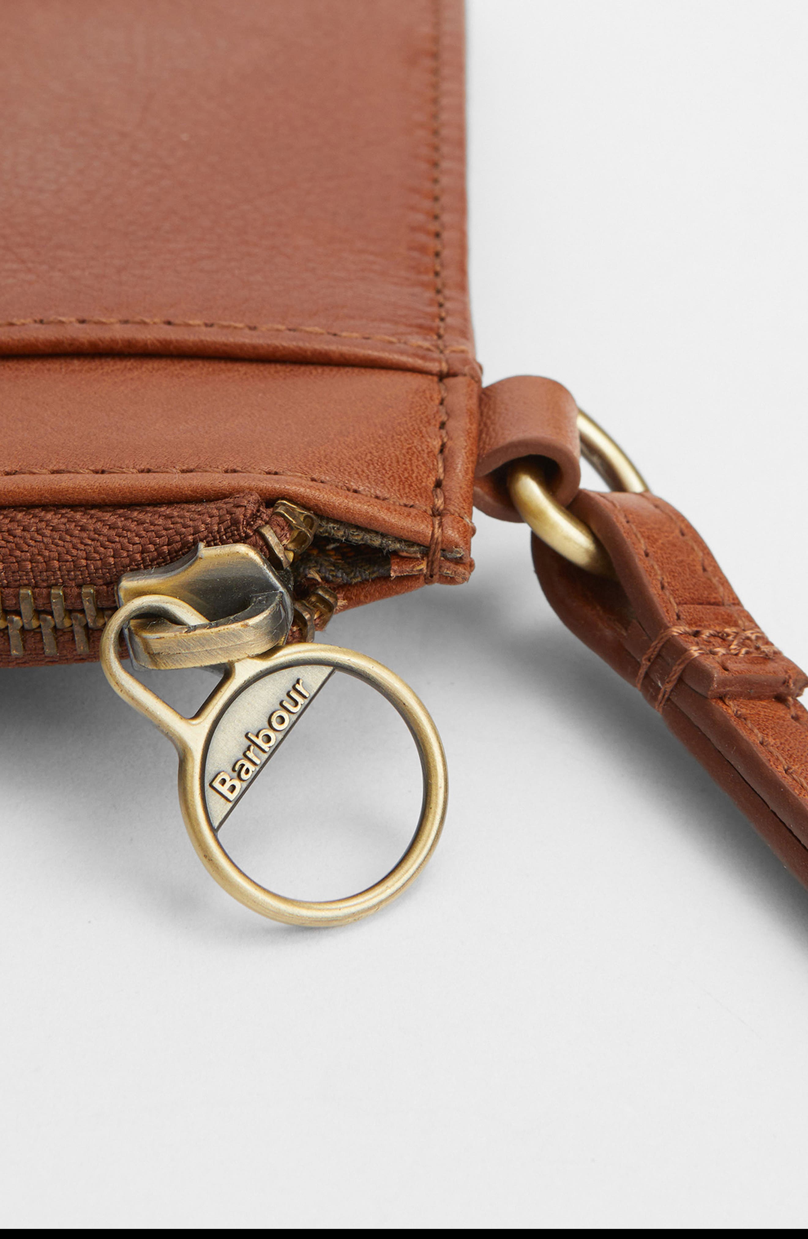Barbour Laire Leather Wristlet, Alternate, color, Brown