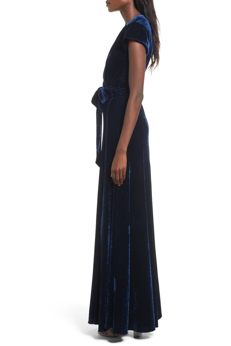 Sid Velvet Wrap Maxi Dress, Alternate, color, MIDNIGHT BLUE