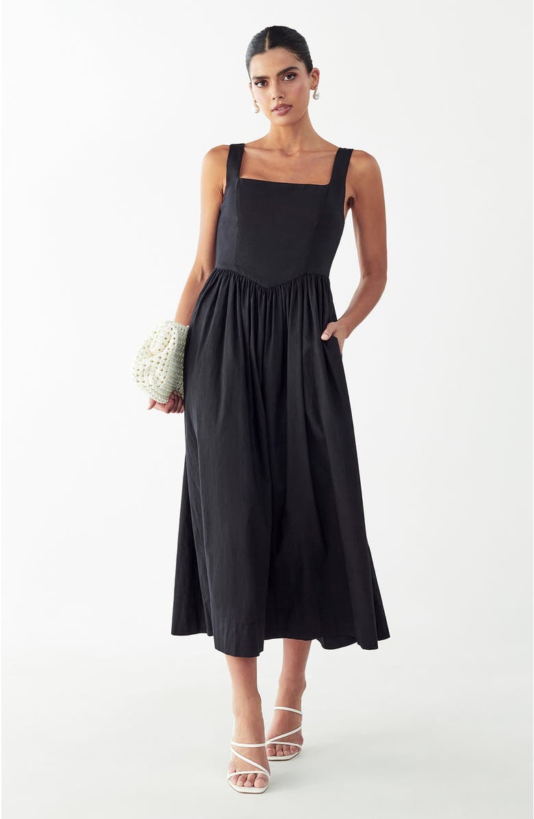 WILLA Lyla Midi Dress, Alternate, color, Black