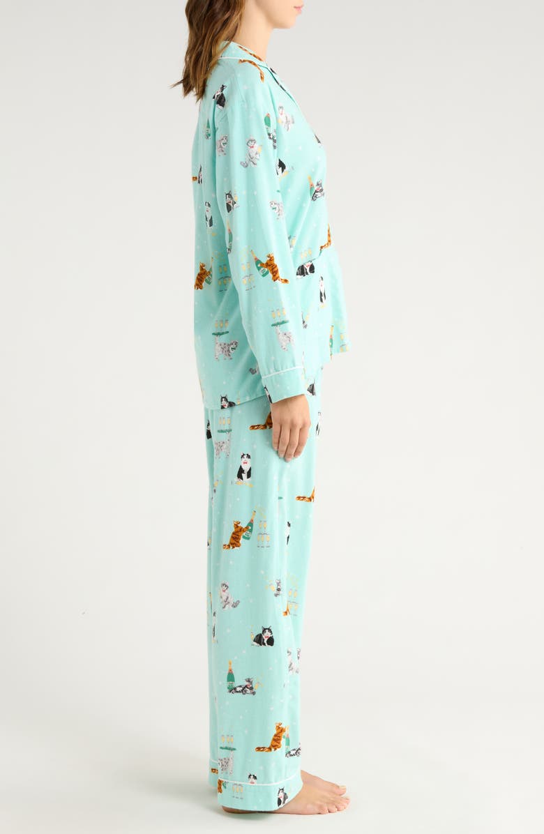 PJ Salvage Print Flannel Pajamas, Alternate, color, Mint