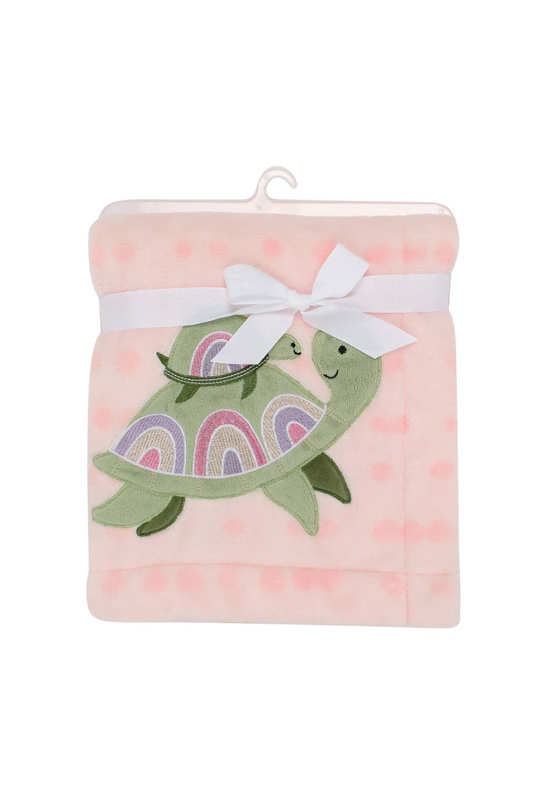 Sea Dreams Cozy Fleece Turtle Applique Baby Blanket, Alternate, color, Pink
