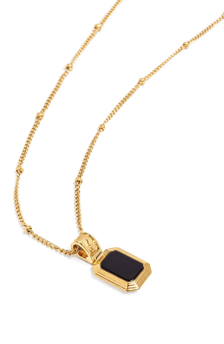 Nialaya Sterling Silver Two-in-One Pearl and Black Onyx Pendant Necklace, Main, color, Gold