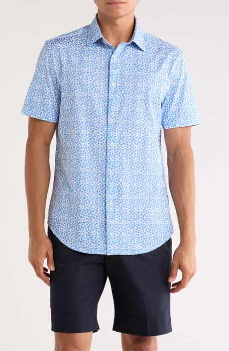Bugatchi Miles Short Sleeve 8-Way Stretch OoohCotton® Button-Up Shirt