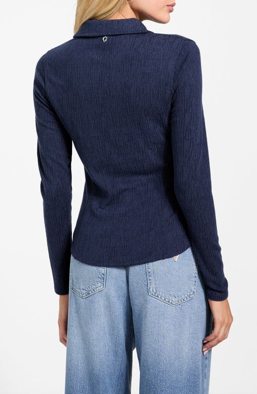 Guess Annida Corset Button-up Shirt In Blue