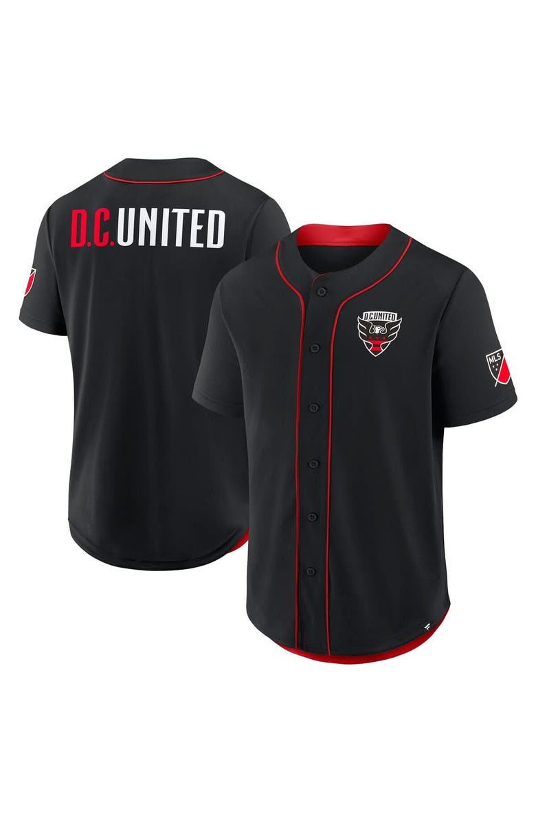 FANATICS Men's Fanatics Black D.C. United Injury Time Baseball Jersey, Main, color, 
