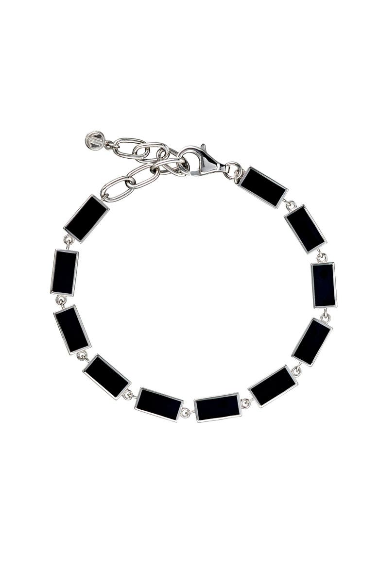 Dash Rectangle Link Bracelet, Main, color, BLACK