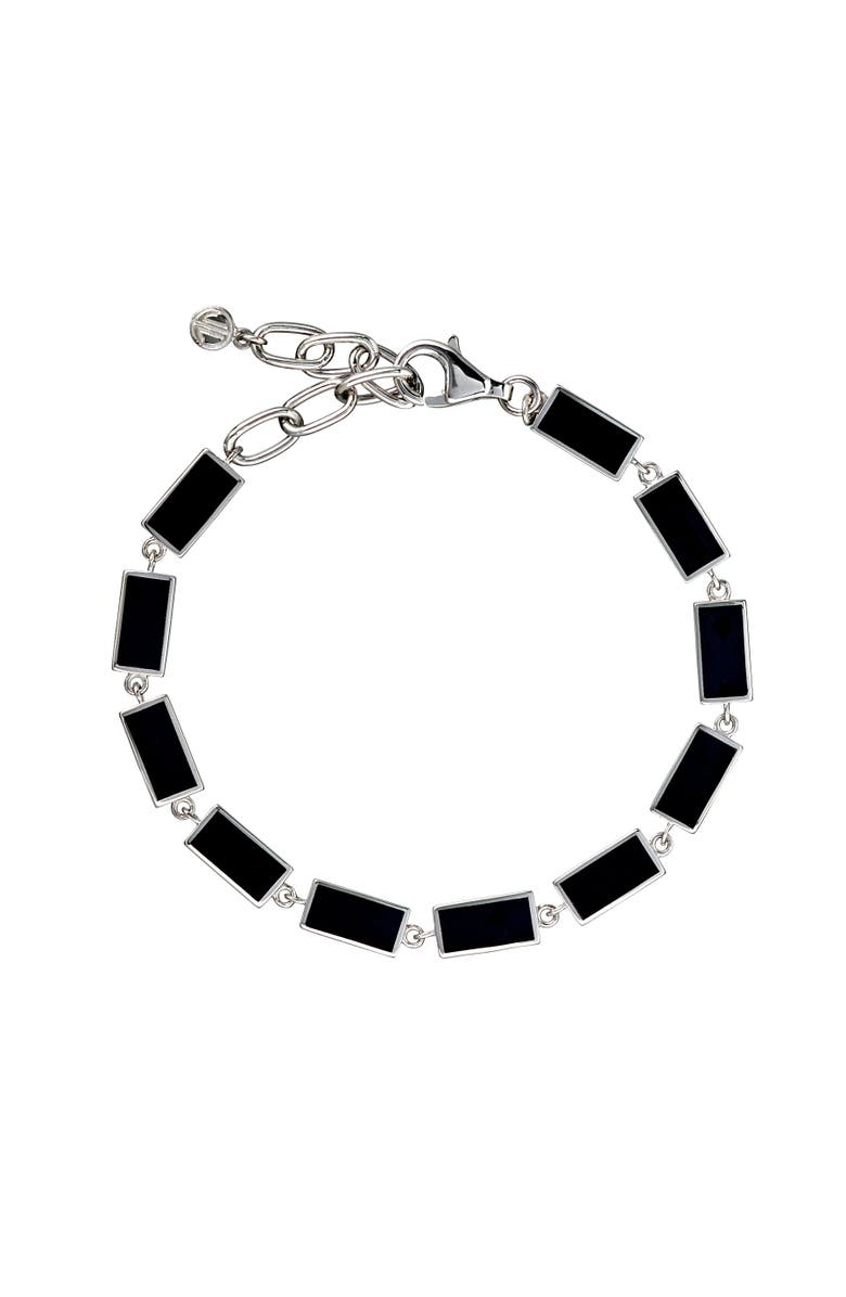 Jan Leslie Dash Rectangle Link Bracelet, Main, color, Black