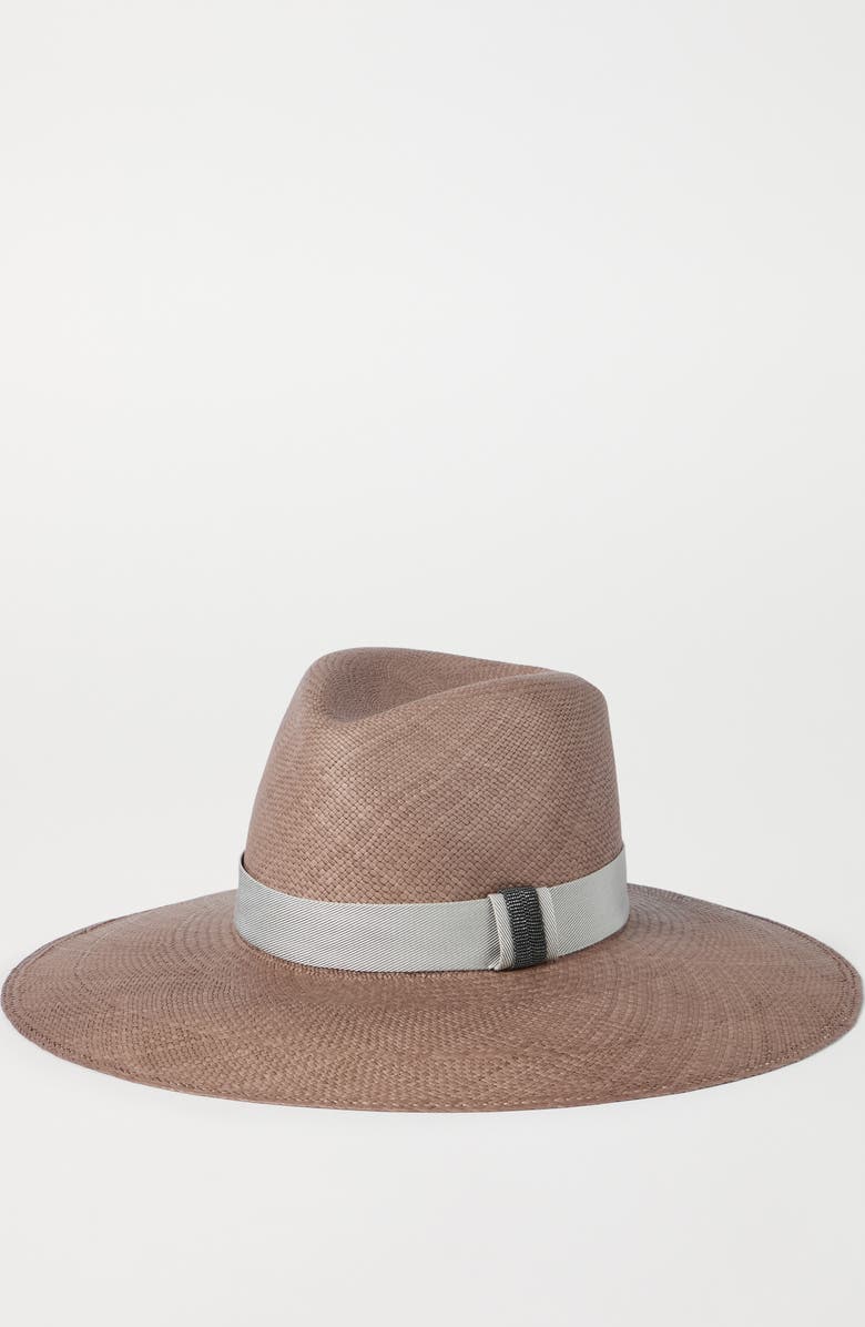 Brunello Cucinelli Straw fedora, Alternate, color, Brown