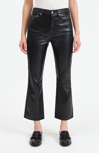 DAZE DAZE SHY GIRL HIGH WAIST FAUX LEATHER FLARE PANTS