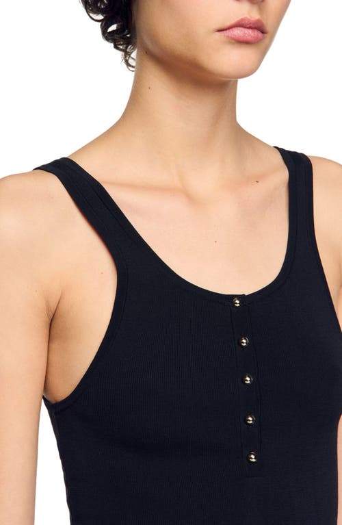 Sandro Grenat Buttoned Tank Top In Black