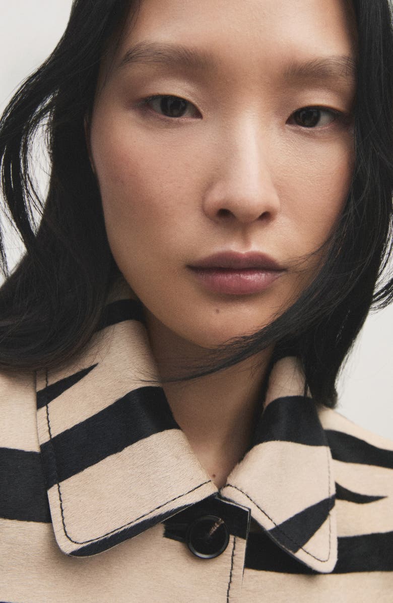 MANGO Zebra Print Leather Jacket, Alternate, color,