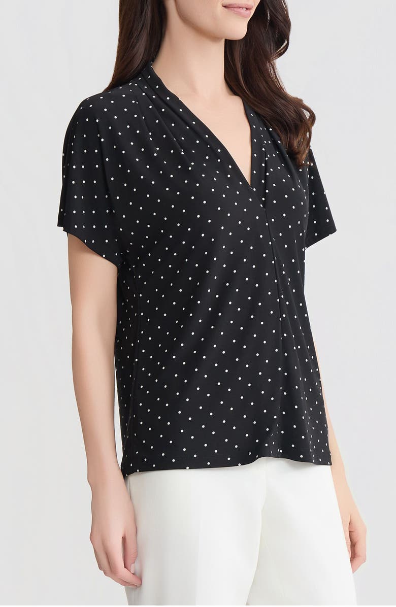 KASPER Polka Dot Pleated Shoulder Top, Alternate, color, 