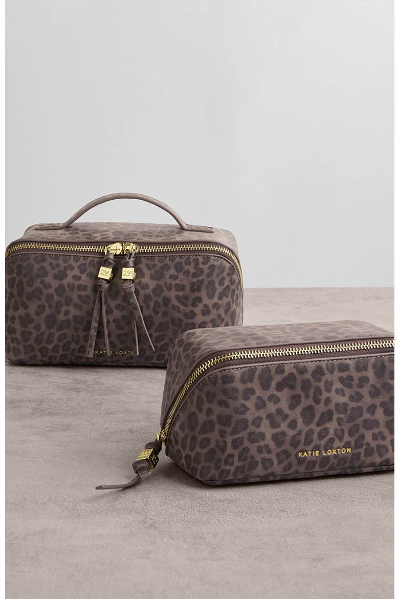 Fold-Out Mirror Make Up Bag, Alternate, color, Leopard