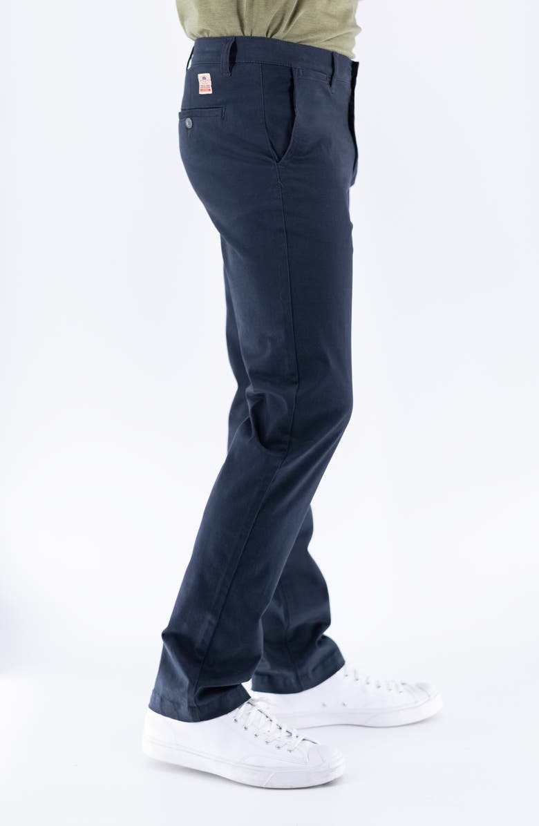 Devil-Dog Dungarees Slim Fit Flat Front Sateen Twill Chinos, Alternate, color, Navy