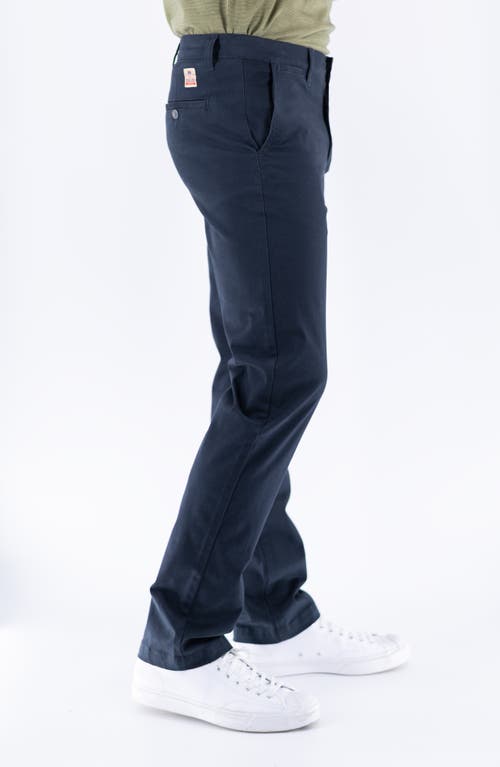 Devil-dog Dungarees Slim Fit Flat Front Sateen Twill Chinos In Blue