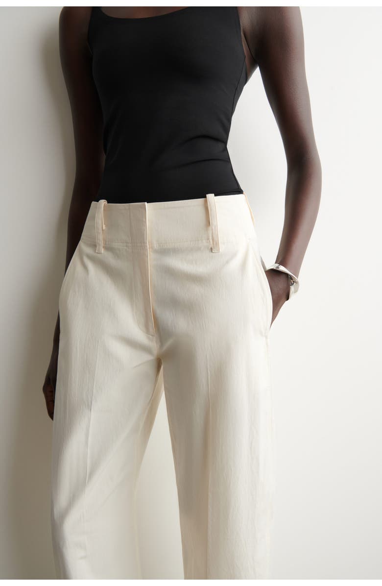 COS Barrel-Leg Pima Cotton Pants, Alternate, color, White